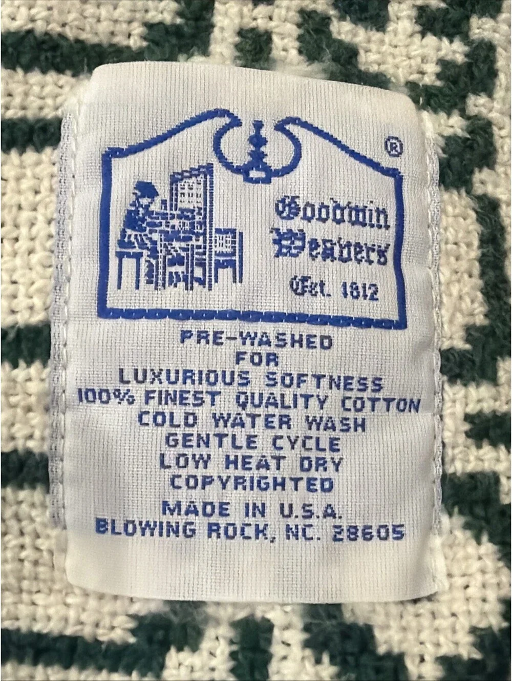 Goodwin Weavers Woven Cotton Throw Blanket 52 X 72 Fringed USA